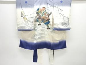 武者模様紋付男児着物（長襦袢・内袖付き）